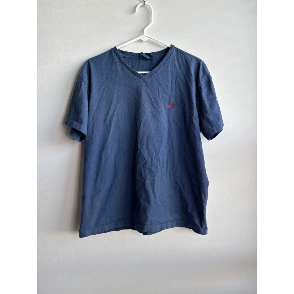 Polo Ralph Lauren Navy Blue V-Neck T-Shirt Mens Size M